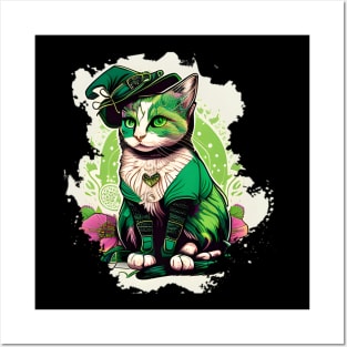 Beautiful Cat Lady St. Patrick's Day Posters and Art